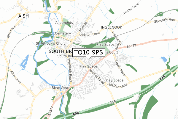 TQ10 9PS map - small scale - OS Open Zoomstack (Ordnance Survey)