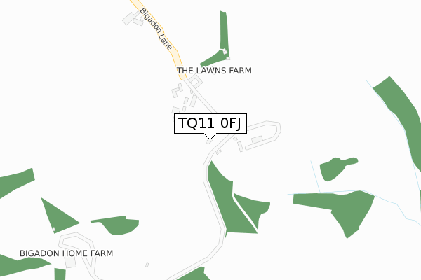 TQ11 0FJ map - large scale - OS Open Zoomstack (Ordnance Survey)