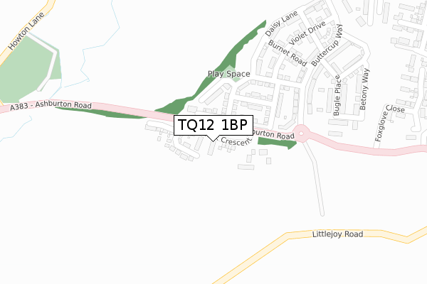 TQ12 1BP map - large scale - OS Open Zoomstack (Ordnance Survey)
