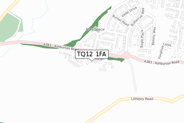 TQ12 1FA map - large scale - OS Open Zoomstack (Ordnance Survey)
