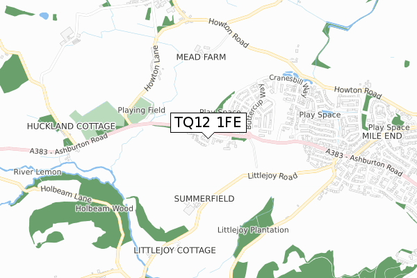 TQ12 1FE map - small scale - OS Open Zoomstack (Ordnance Survey)