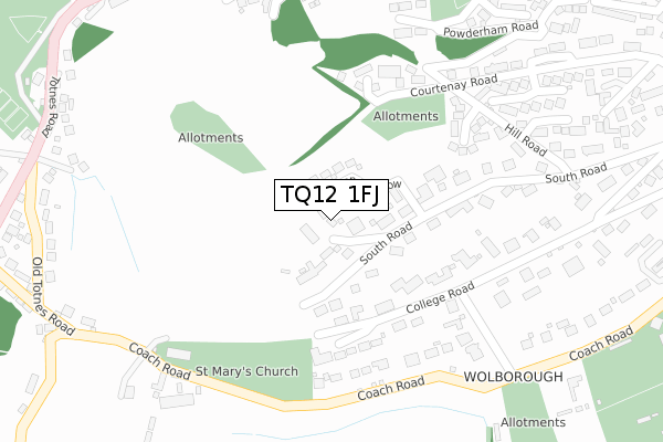 TQ12 1FJ map - large scale - OS Open Zoomstack (Ordnance Survey)