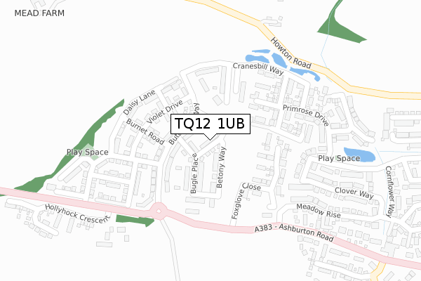 TQ12 1UB map - large scale - OS Open Zoomstack (Ordnance Survey)