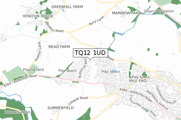 TQ12 1UD map - small scale - OS Open Zoomstack (Ordnance Survey)