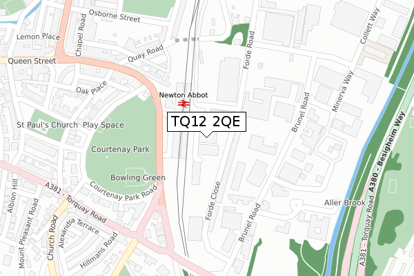 TQ12 2QE map - large scale - OS Open Zoomstack (Ordnance Survey)