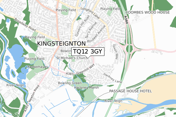 TQ12 3GY map - small scale - OS Open Zoomstack (Ordnance Survey)