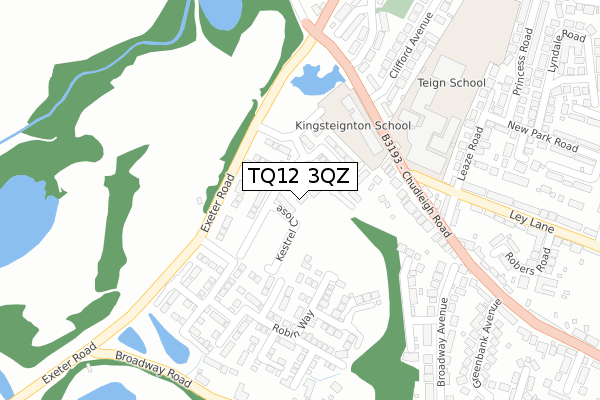 TQ12 3QZ map - large scale - OS Open Zoomstack (Ordnance Survey)