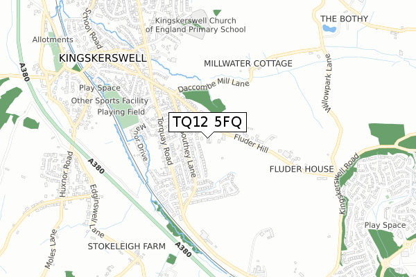 TQ12 5FQ map - small scale - OS Open Zoomstack (Ordnance Survey)
