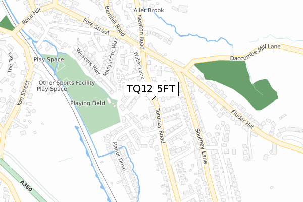 TQ12 5FT map - large scale - OS Open Zoomstack (Ordnance Survey)