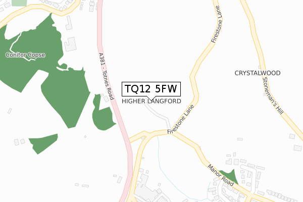 TQ12 5FW map - large scale - OS Open Zoomstack (Ordnance Survey)