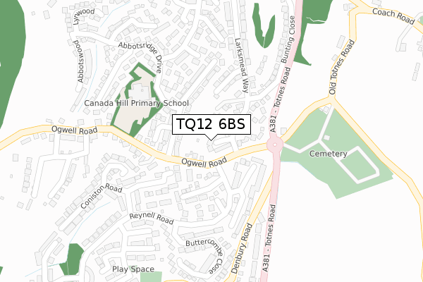 TQ12 6BS map - large scale - OS Open Zoomstack (Ordnance Survey)