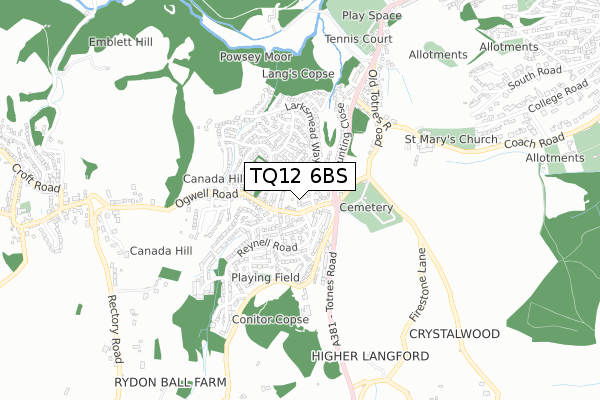 TQ12 6BS map - small scale - OS Open Zoomstack (Ordnance Survey)