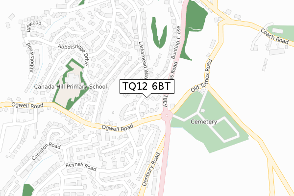 TQ12 6BT map - large scale - OS Open Zoomstack (Ordnance Survey)