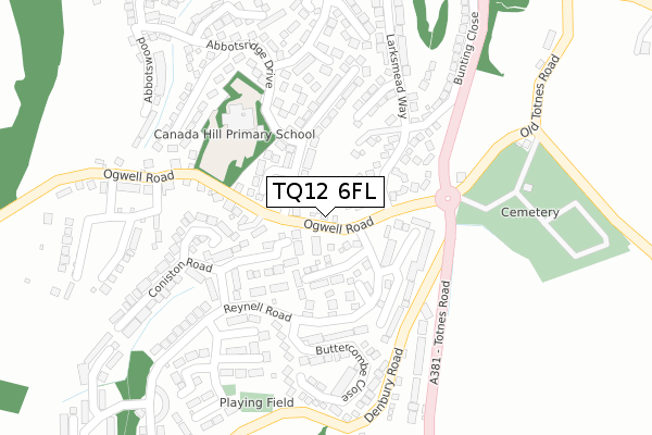 TQ12 6FL map - large scale - OS Open Zoomstack (Ordnance Survey)