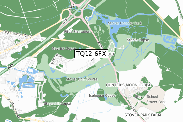 TQ12 6FX map - small scale - OS Open Zoomstack (Ordnance Survey) TQ12 6FX map - small scale - OS Open Zoomstack (Ordnance Survey)