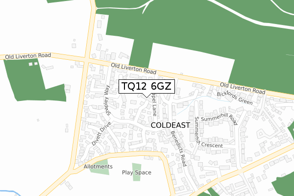 TQ12 6GZ map - large scale - OS Open Zoomstack (Ordnance Survey)