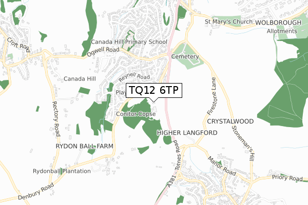 TQ12 6TP map - small scale - OS Open Zoomstack (Ordnance Survey) TQ12 6TP map - small scale - OS Open Zoomstack (Ordnance Survey)