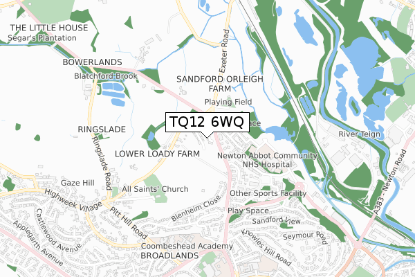 TQ12 6WQ map - small scale - OS Open Zoomstack (Ordnance Survey)