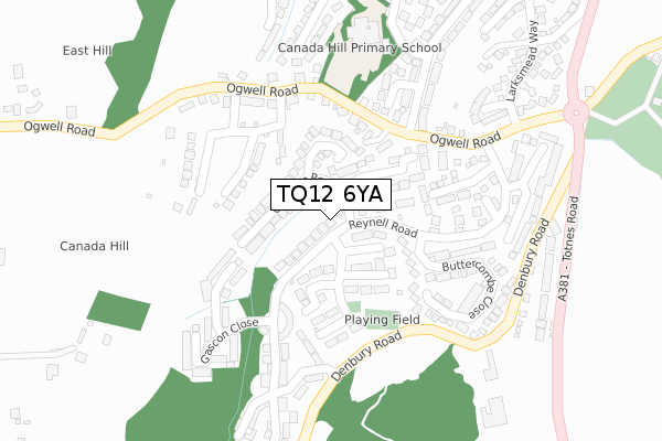 TQ12 6YA map - large scale - OS Open Zoomstack (Ordnance Survey)