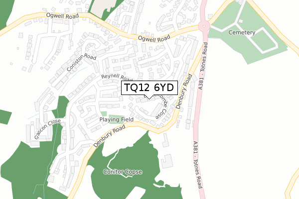 TQ12 6YD map - large scale - OS Open Zoomstack (Ordnance Survey)