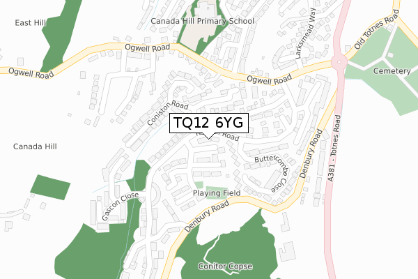 TQ12 6YG map - large scale - OS Open Zoomstack (Ordnance Survey)