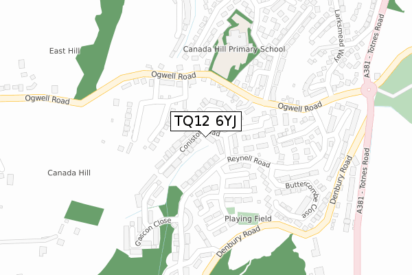 TQ12 6YJ map - large scale - OS Open Zoomstack (Ordnance Survey)