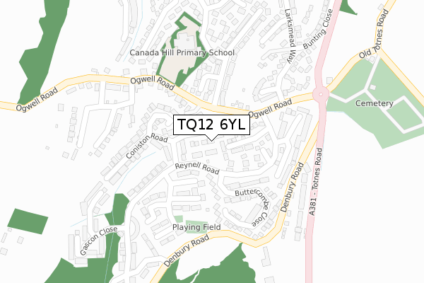 TQ12 6YL map - large scale - OS Open Zoomstack (Ordnance Survey)
