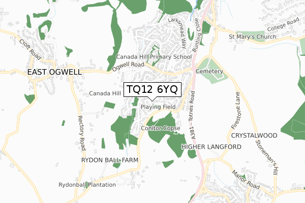 TQ12 6YQ map - small scale - OS Open Zoomstack (Ordnance Survey) TQ12 6YQ map - small scale - OS Open Zoomstack (Ordnance Survey)