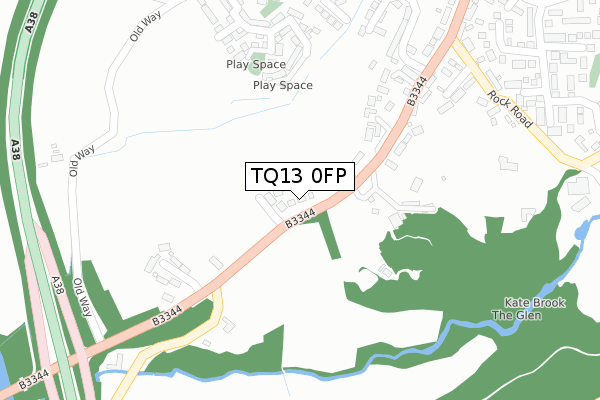 TQ13 0FP map - large scale - OS Open Zoomstack (Ordnance Survey)