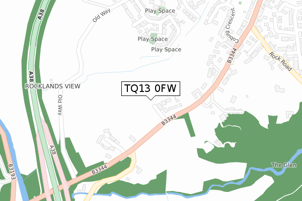 TQ13 0FW map - large scale - OS Open Zoomstack (Ordnance Survey)
