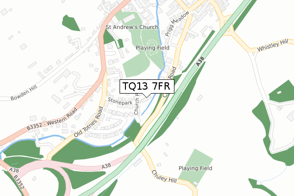 TQ13 7FR map - large scale - OS Open Zoomstack (Ordnance Survey)
