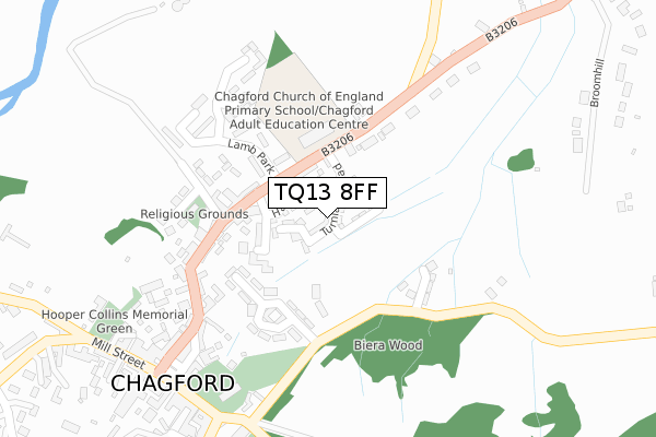 TQ13 8FF map - large scale - OS Open Zoomstack (Ordnance Survey)