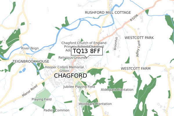 TQ13 8FF map - small scale - OS Open Zoomstack (Ordnance Survey) TQ13 8FF map - small scale - OS Open Zoomstack (Ordnance Survey)
