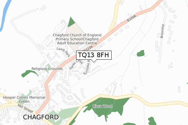 TQ13 8FH map - large scale - OS Open Zoomstack (Ordnance Survey)