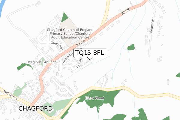TQ13 8FL map - large scale - OS Open Zoomstack (Ordnance Survey)