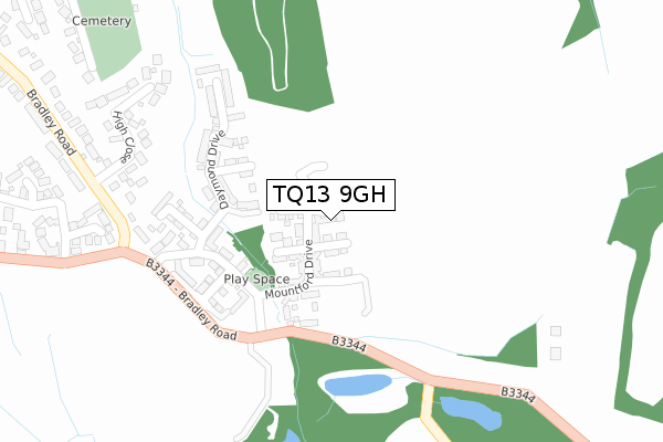 TQ13 9GH map - large scale - OS Open Zoomstack (Ordnance Survey)