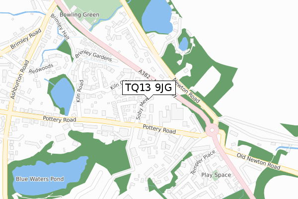 TQ13 9JG map - large scale - OS Open Zoomstack (Ordnance Survey)