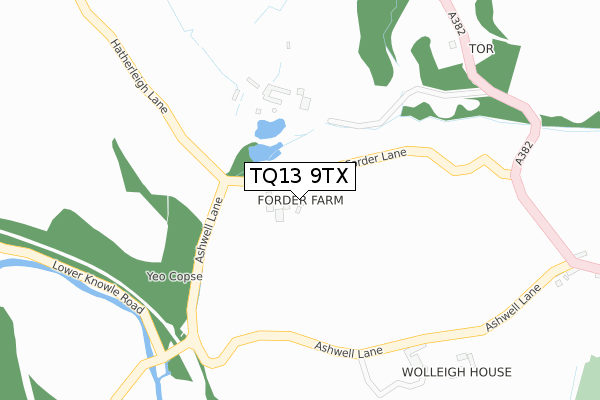 TQ13 9TX map - large scale - OS Open Zoomstack (Ordnance Survey)