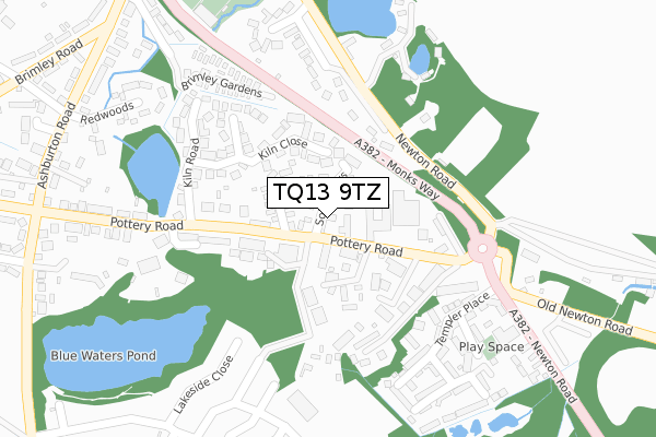 TQ13 9TZ map - large scale - OS Open Zoomstack (Ordnance Survey)