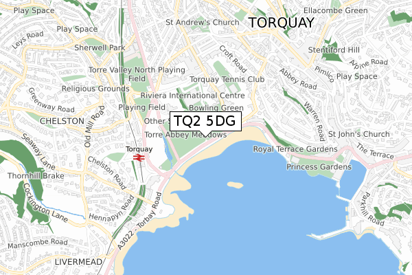 TQ2 5DG map - small scale - OS Open Zoomstack (Ordnance Survey)