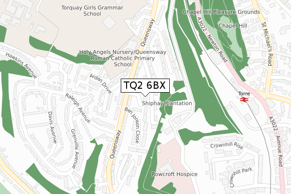 TQ2 6BX map - large scale - OS Open Zoomstack (Ordnance Survey)