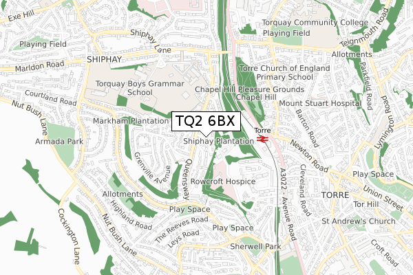 TQ2 6BX map - small scale - OS Open Zoomstack (Ordnance Survey)