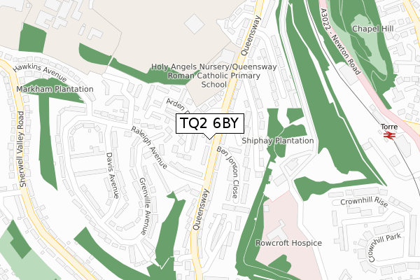 TQ2 6BY map - large scale - OS Open Zoomstack (Ordnance Survey)