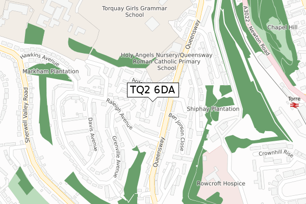 TQ2 6DA map - large scale - OS Open Zoomstack (Ordnance Survey)