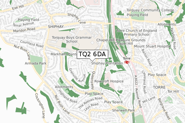 TQ2 6DA map - small scale - OS Open Zoomstack (Ordnance Survey)