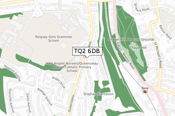 TQ2 6DB map - large scale - OS Open Zoomstack (Ordnance Survey)