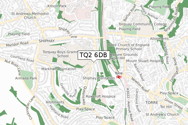 TQ2 6DB map - small scale - OS Open Zoomstack (Ordnance Survey)