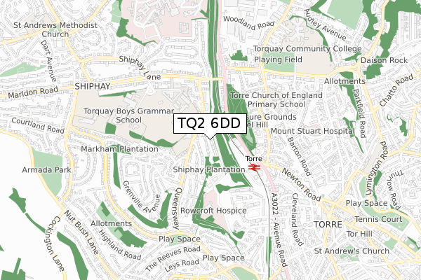 TQ2 6DD map - small scale - OS Open Zoomstack (Ordnance Survey)