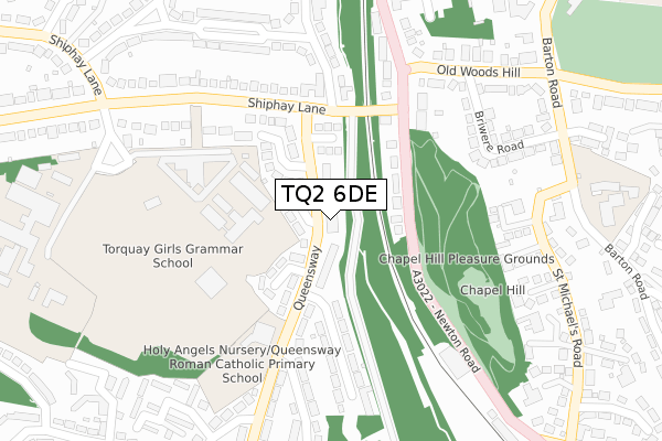 TQ2 6DE map - large scale - OS Open Zoomstack (Ordnance Survey)