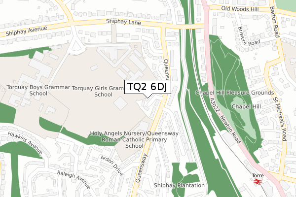 TQ2 6DJ map - large scale - OS Open Zoomstack (Ordnance Survey)